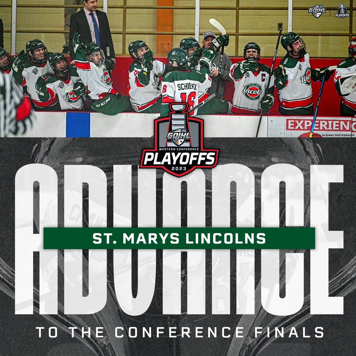 The <a href="/stmlincolns/">St. Marys Lincolns</a> defeat the <a href="/LondonNationals/">London Nationals</a> to advance to the Western Conference Finals! 

#SutherlandCup | #GOJHL