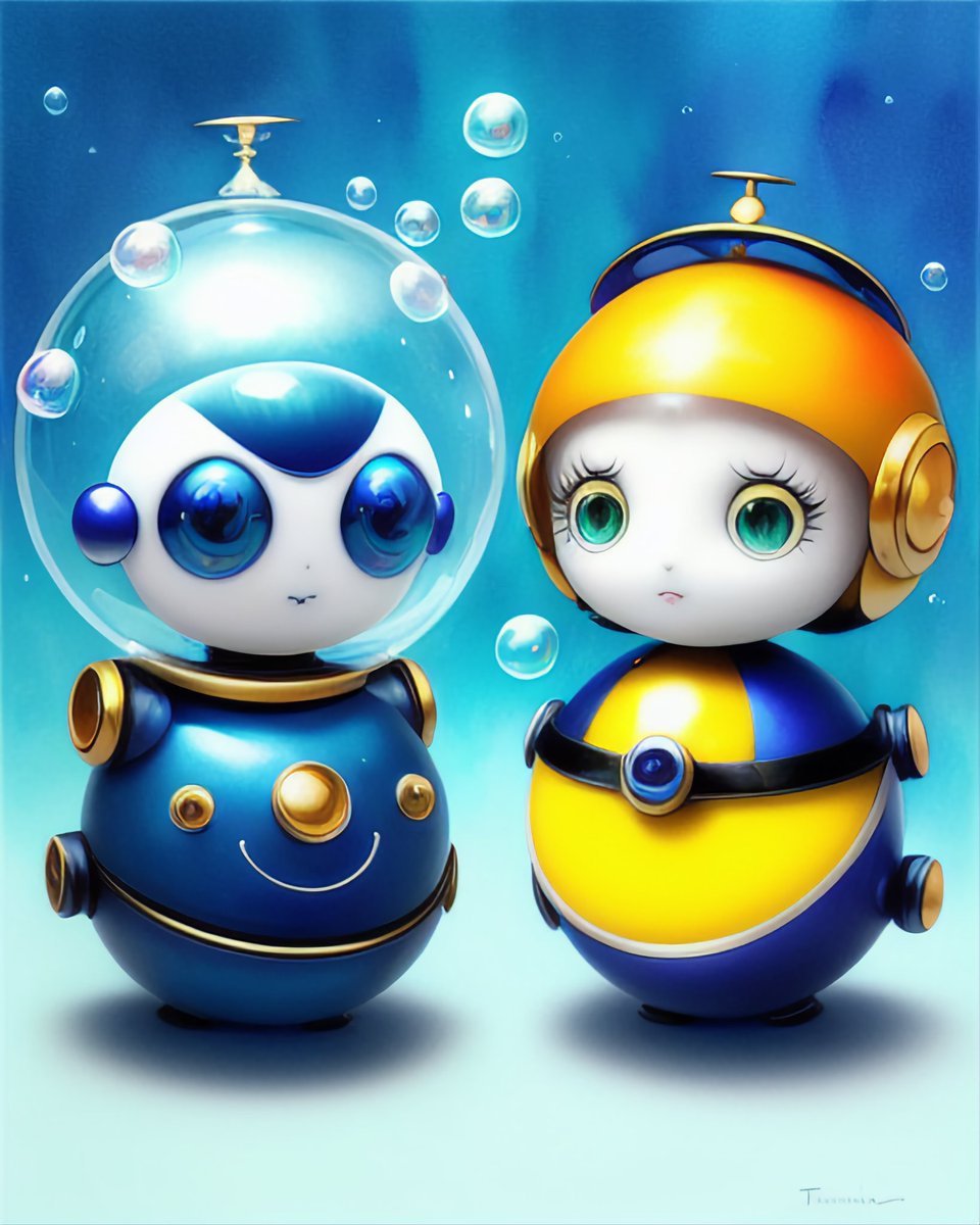 PsychOhAiArt's tweet photo. Bubble bots (2) - made with @get_starryai #aiart #digitalart #starryaifeatured #tinyrobots #starryaiweekly https://t.co/6ii5IDJNpR https://t.co/0elA2FAd7O