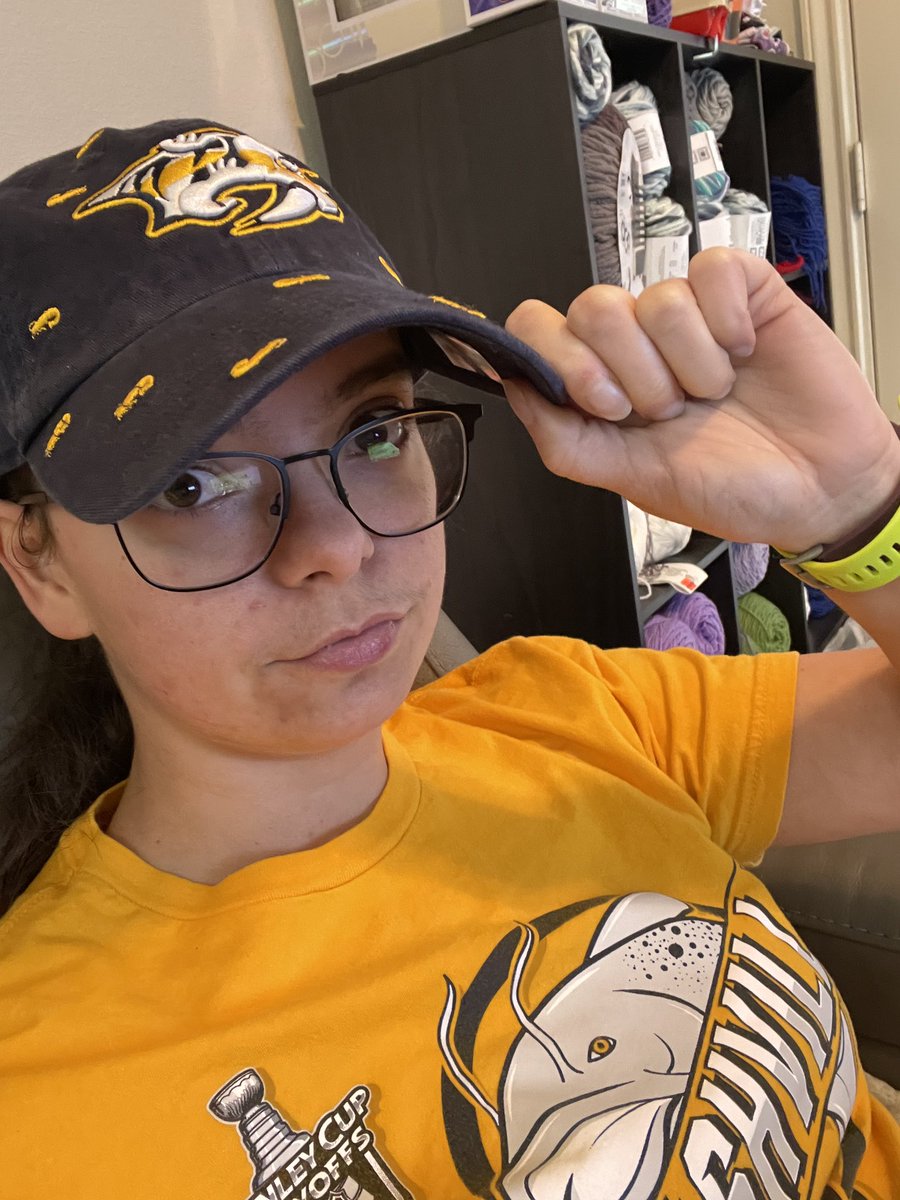 The_Pred_Head's tweet photo. And it was the Catfish hat that brought us luck today!! I had a feeling about it this morning and decided to throw it on. #hatstats including tonight’s win are below. Let’s keep this momentum, #smashville! #preds https://t.co/16UmUQ0ikk