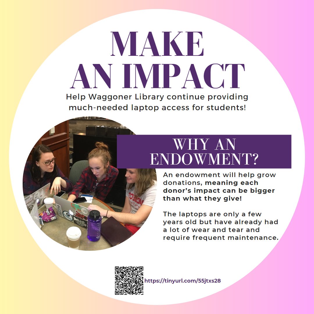 TNUWaggonerLibr's tweet photo. A key way Waggoner Library has been able to support students is by providing laptops so they can do their work. Partner with us on Trevecca Giving Day 2023 to help us continue to provide laptops to students!

Even a little can make a difference! https://t.co/XFsDtyHWVs https://t.co/1judNBQpwJ