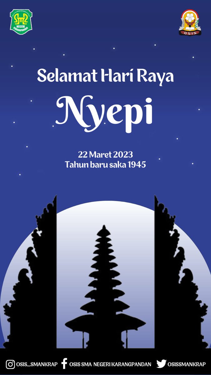 Selamat Hari Raya Nyepi
Tahun baru Saka 1945
22 Maret 2023