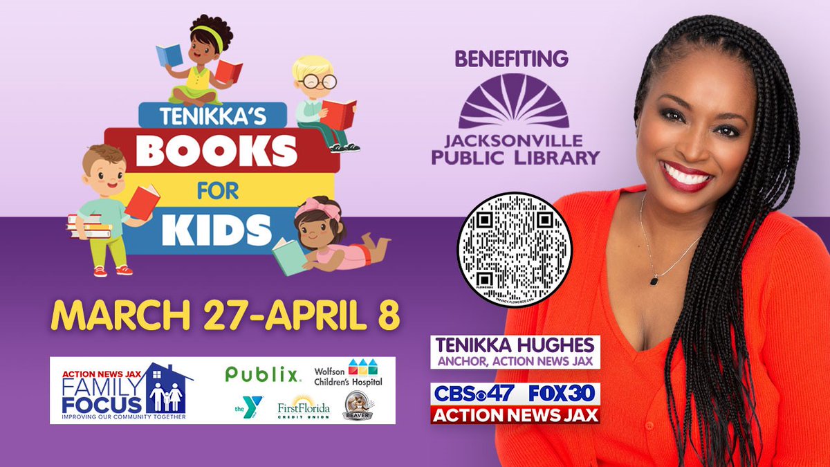 HERE WE GO!!! Tenikka's Books for Kids is BACK for Year 6! We are going strong March 27 - April 8! Help me put even MORE books in the hands of local children! LET'S DO THIS! #TB4K 
@ActionNewsJax @jaxlibrary