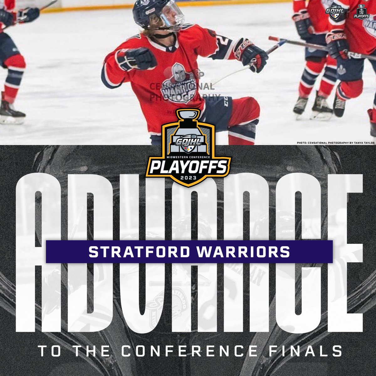 The <a href="/StratWarriors/">Stratford Warriors</a> defeat the @redhawks_jrb to advance to the MidWestern Conference Finals! 

#SutherlandCup | #GOJHL