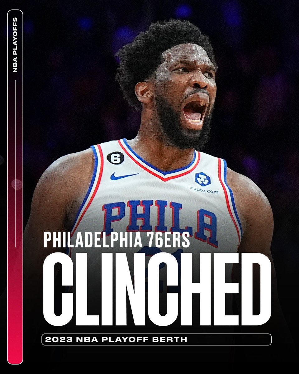 espn's tweet photo. With the Nets' loss, the Sixers clinch a spot in the 2023 NBA Playoffs 🔔 https://t.co/DH4oFfkv2a
