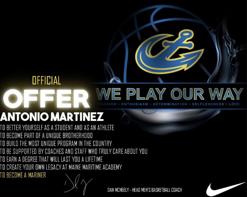 Antonio Joseph Martinez (@_amartinez2_) on Twitter photo After a great conversation with coach McNeely <a href="/dmcneely15/">Dan McNeely</a> I am truly blessed and honored to receive an offer from Maine Maritime Academy to further my academic and athletic career ๐โ๏ธ<a href="/MainemaritimeMB/">Maine Maritime Menโs Basketball</a>
<a href="/FFCmenshoops/">FFC Mens BASKETBALL</a> <a href="/FFCHSAthletics/">TROJAN ATHLETICS โ๏ธ</a> <a href="/RisingStarsBas1/">RisingStarsBasketball</a> <a href="/J_Mills78/">Jon Miller</a> <a href="/claytonconover/">Clayton Conover</a> After a great conversation with coach McNeely <a href="/dmcneely15/">Dan McNeely</a> I am truly blessed and honored to receive an offer from Maine Maritime Academy to further my academic and athletic career ๐โ๏ธ<a href="/MainemaritimeMB/">Maine Maritime Menโs Basketball</a>
<a href="/FFCmenshoops/">FFC Mens BASKETBALL</a> <a href="/FFCHSAthletics/">TROJAN ATHLETICS โ๏ธ</a> <a href="/RisingStarsBas1/">RisingStarsBasketball</a> <a href="/J_Mills78/">Jon Miller</a> <a href="/claytonconover/">Clayton Conover</a>