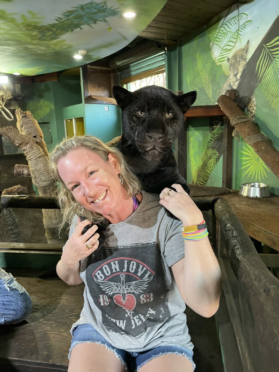 Some days you stick your tongue out with a sea lion, some days you hug a baby jaguar. #onlyonthe80scruise 😎🤘