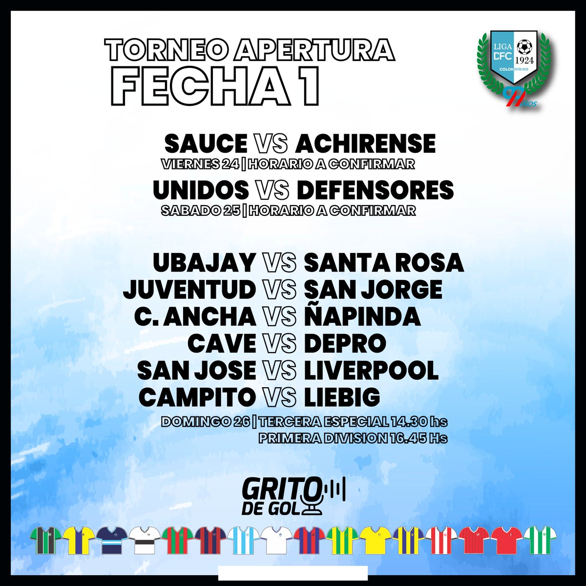 supermitrecolon's tweet photo. #TorneoApertura #Fecha1

Ahora si! Arranca el Apertura, y ya sabemos horarios del Domingo, faltarían confirmar horarios de los dos adelantos del Viernes y Sábado, pero la noticia es que comienza la Liga. https://t.co/UW7rheHJb4