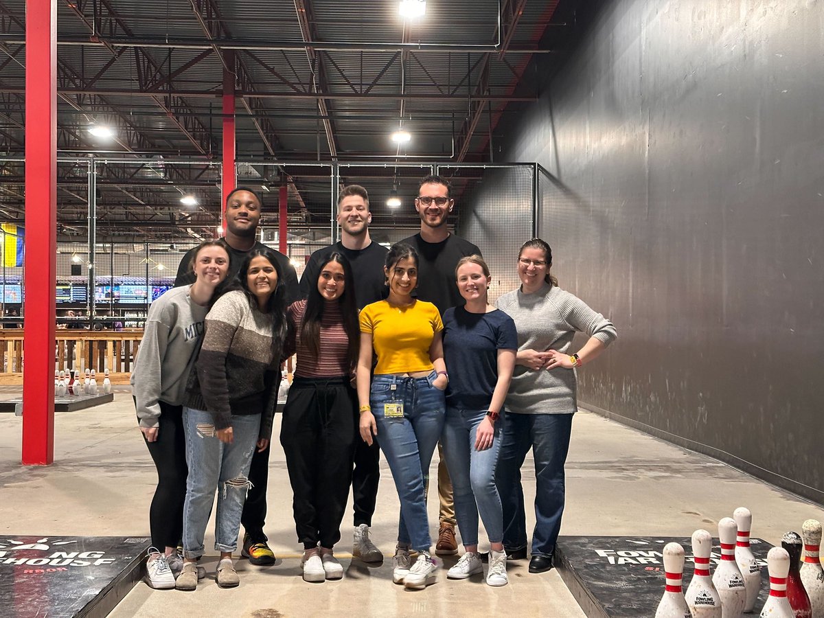Avasbind's tweet photo. Couldn’t ask for a better team! 

Might have found my new sport… #fowling (football bowling)! 🏈🎳

@CardiacLab @salimhayek https://t.co/uKG8h1jZDr