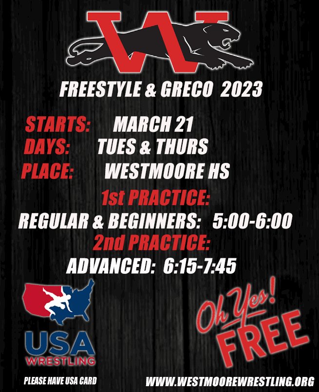 CoachWEvans's tweet photo. Great first night of freestyle/greco for our @WestmooreWomen &amp; @wrestlejags . Two groups and 125+ wrestlers! Great job! See you Thursday! @bnmcgowan_ @OKCRTC @o__wrestle @OKUSAwrestling @khenderson174 #bringafriendtopractice https://t.co/uwnKYD8ecZ