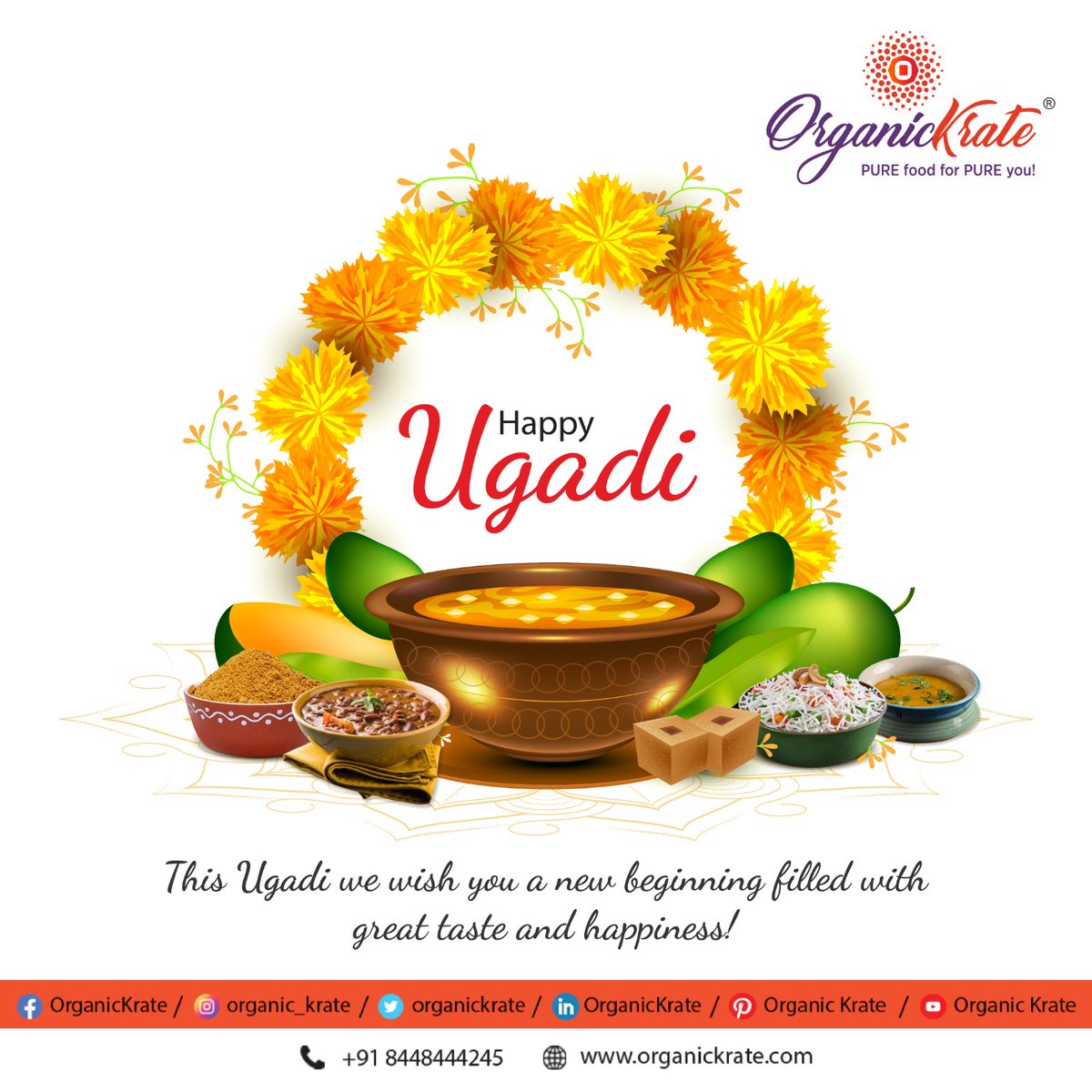 OrganicKrate wishes you a very Happy
Ugadi!

Visit organickrate.com for more details.
#ugadi #ugadi2023 #festival #organickrate
#purefoodforpureyou #organicfood #organic
#healthyfood #healthyliving #organicproduct #pulses
#bestfood #purefood #organicfoods #organicfoodstore