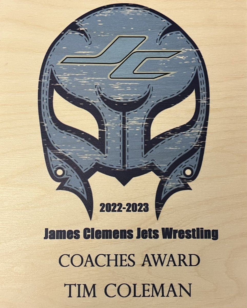 TimColemanTBONE's tweet photo. I am honored to receive The Coaches Award tonight at the @jcjetswrestling Banquet! Thank you Coach Pecor! Celebrating tonight with my family and my Jets Wrestling family! #jetswrestling #Hardworkpaysoff https://t.co/yivjXPLtFI
