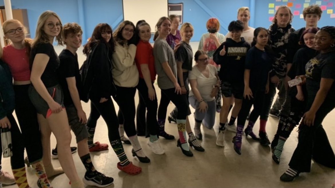Our Spring Musical cast members are rocking their socks for #WorldDownsSyndromeDay! <a href="/AndrewHS_d230/">Victor J. Andrew High School</a> <a href="/vjasully/">Sheila Sullivan</a>