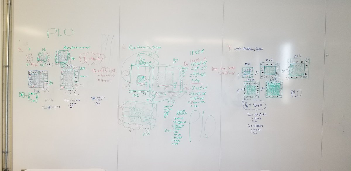 216Suh's tweet photo. A lesson on visualizing patterns led our Gr8s @brownridgeps to coming up with 4 formulas for the general term (which all came be derived to 4n+4) and a teaser on multiplying 2 binomials using the FOIL method. https://t.co/DCxeAWo1TT