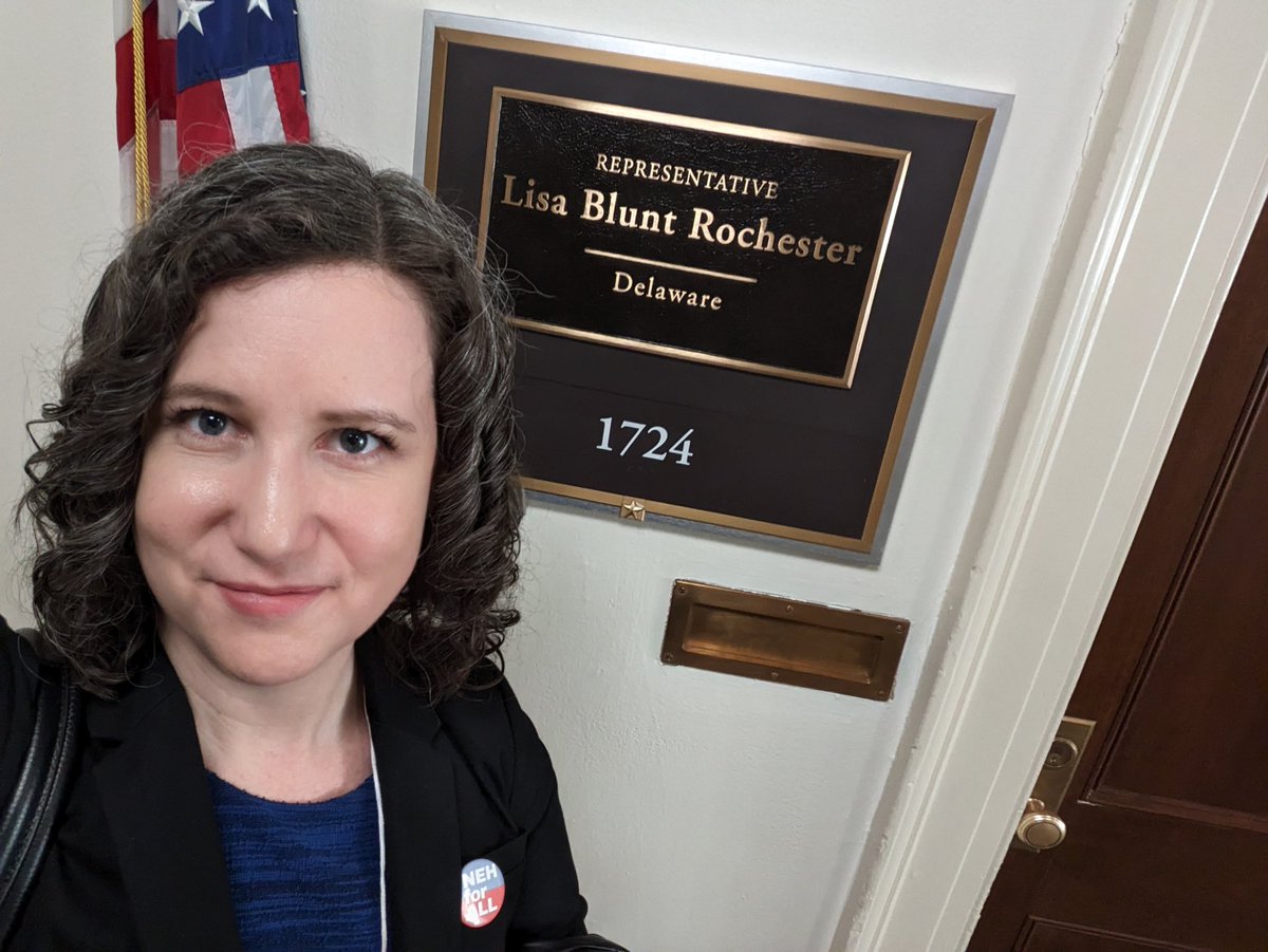 amyeferrer's tweet photo. Had a great day on Capitol Hill advocating for @NEHgov and @USNatArchives as part of @HumanitiesAll's Humanities Advocacy Day! Many thanks to @RepLBR @SenatorCarper and @ChrisCoons for being strong supporters of the humanities in Delaware and across the country! #HAD23 #NEHforAll https://t.co/hk1jtXX3zh