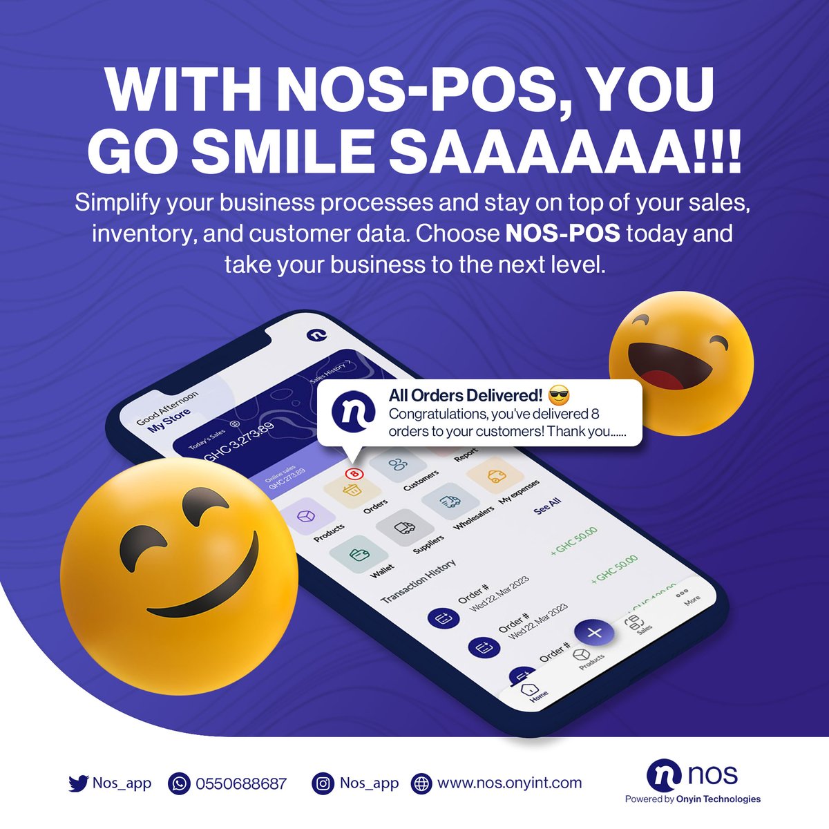Nos_app's tweet photo. "Smiling all the way with Nos Pos! 🤩💻 Simplify your business processes and elevate your game with our powerful sales, inventory, and customer data management tools. 🚀
 
Choose Nos Pos today and see the difference for yourself! 😎 

#NosPos #BusinessSimplified #NextLevel#Ghana https://t.co/v4Hx5osbtu