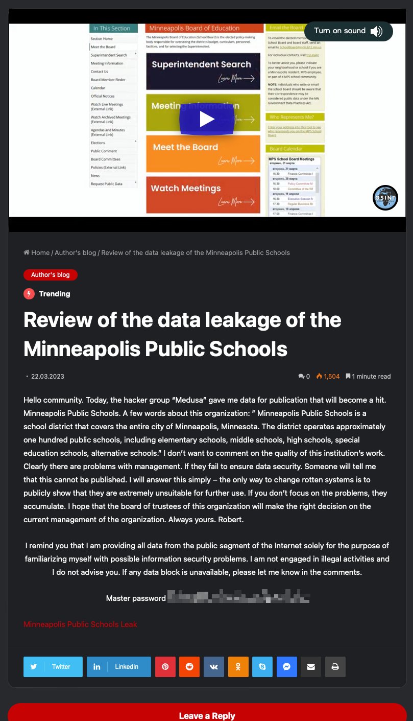 Minneapolis Public Schools Data Breach