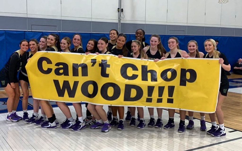 WoodGirlsBball's tweet photo. Hershey Bound for the 11th time in 13 opportunities! Wood wins over Rustin 52-35 behind Delaney Finnegan’s defense and a total team effort to advance to the State Championship for the 3rd straight year! Game is Saturday 6:00pm vs South Fayette at the Giant Center. Game will be televised on PCN. Ticket info coming soon. 🚫 🪓 🪵 #Completethe3Peat