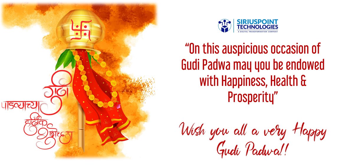 siriuspoint's tweet photo. Wishing you and your loved ones a very Happy Gudi Padwa! May this new year bring #happiness, #prosperity, and #success in all your #endeavours.

#gudipadwa #ugadi #festival #newyear #traditions #gudipadwa2023 https://t.co/uKOHpCJ5P2