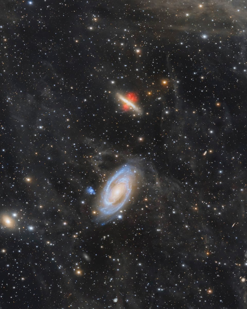 astronycc's tweet photo. I collected 23.5 hours of integration from a bortle 3 dark sky of the Bodes and Cigar galaxies and it’s surrounding IFN dust #astrophotography #cosmos #stars https://t.co/y9zBQL0S49