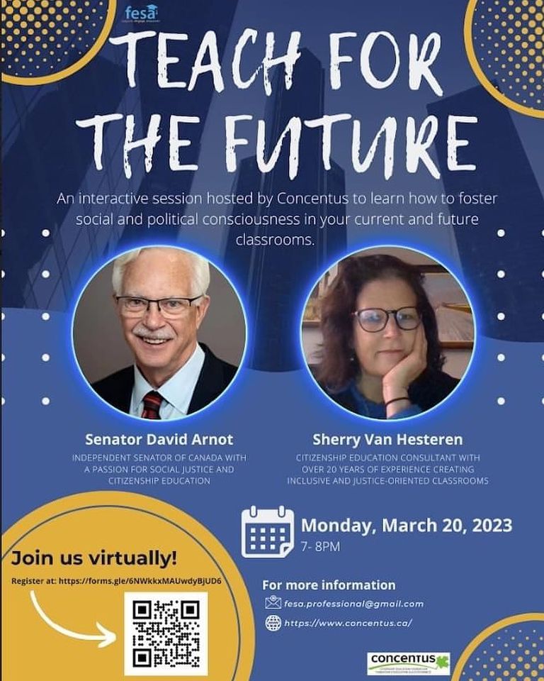 Yesterday, Senator David Arnot and I had the chance to talk with York University education students about justice-oriented citizenship education. Many thanks to FESA's Anthony Kosick and Riya Bhatia &amp; to David Fisher from <a href="/ConcentusCEF/">Concentus Citizenship Education</a> for organizing and hosting this panel!