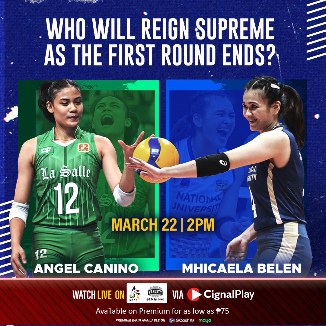 CignalPlay's tweet photo. Which squad will prevail in this ultimate first round matchup? The defending champs NU Lady Bulldogs or the streaking DLSU Lady Spikers? 

Watch #UAAPSeason85 Women's Volleyball LIVE on the UAAP Varsity Channel via Cignal Play — available on Premium for as low as ₱75. https://t.co/pd7sn03sn2