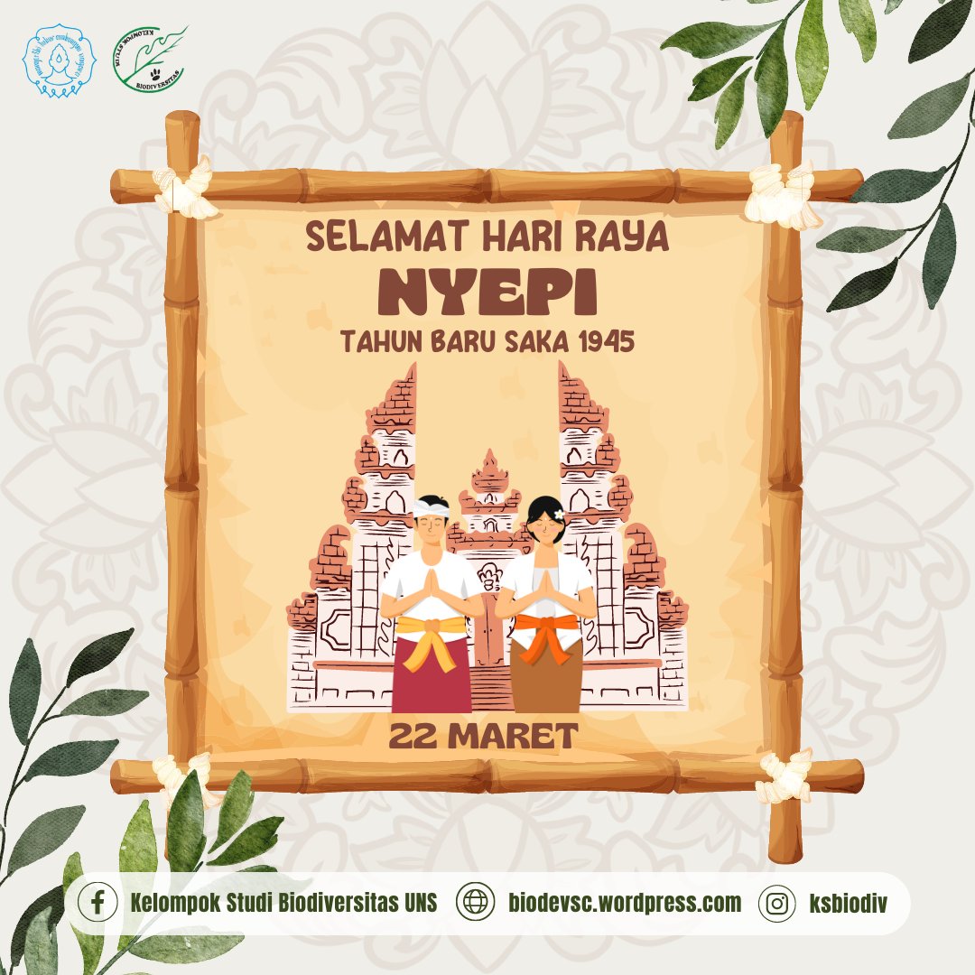 KSBIODIV's tweet photo. Salam lestari??!! 🐸🌿
Salam konservasi!! 🍄🦋

Selamat Hari Raya Nyepi
(22 Maret)

🌸🌸🌸🌸🌸
Selamat Hari Raya Nyepi 2023, Jadikan hari yang baik ini sebagai momen untuk merefleksikan diri. Marilah kita semua memperkuat hubungan kita dengan Tuhan dan memperbaiki diri kita-- https://t.co/6YcUcbIemD