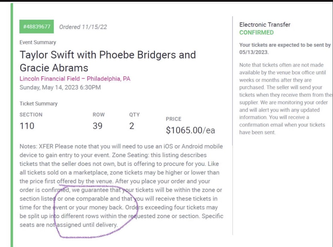 dbmogul's tweet photo. @VividSeats don’t look to vividseats if this sells out. they say they guarantee purchased tickets will be delivered. “OR YOUR MONEY BACK.” but that’s ok. they’ll tell you this the day before the concert. https://t.co/Yrv7ZSIMWp