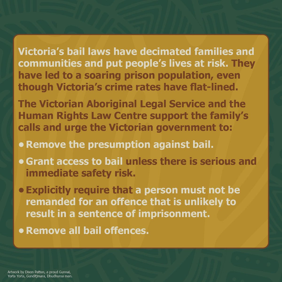 PeninsulaCLC's tweet photo. We stand with Veronica Nelson's family and are proud to support this clear blueprint for bail reform. We call on the Andrews Government to urgently implement bail reform. Victoria Needs #PoccumsLaw #pclc https://t.co/WBKFulsbpU