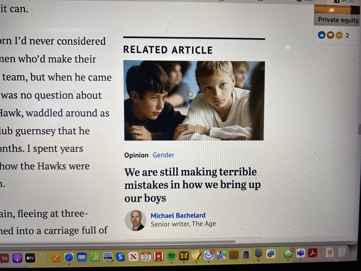 The "related article" on a piece about a child supporting Hawthorn.
