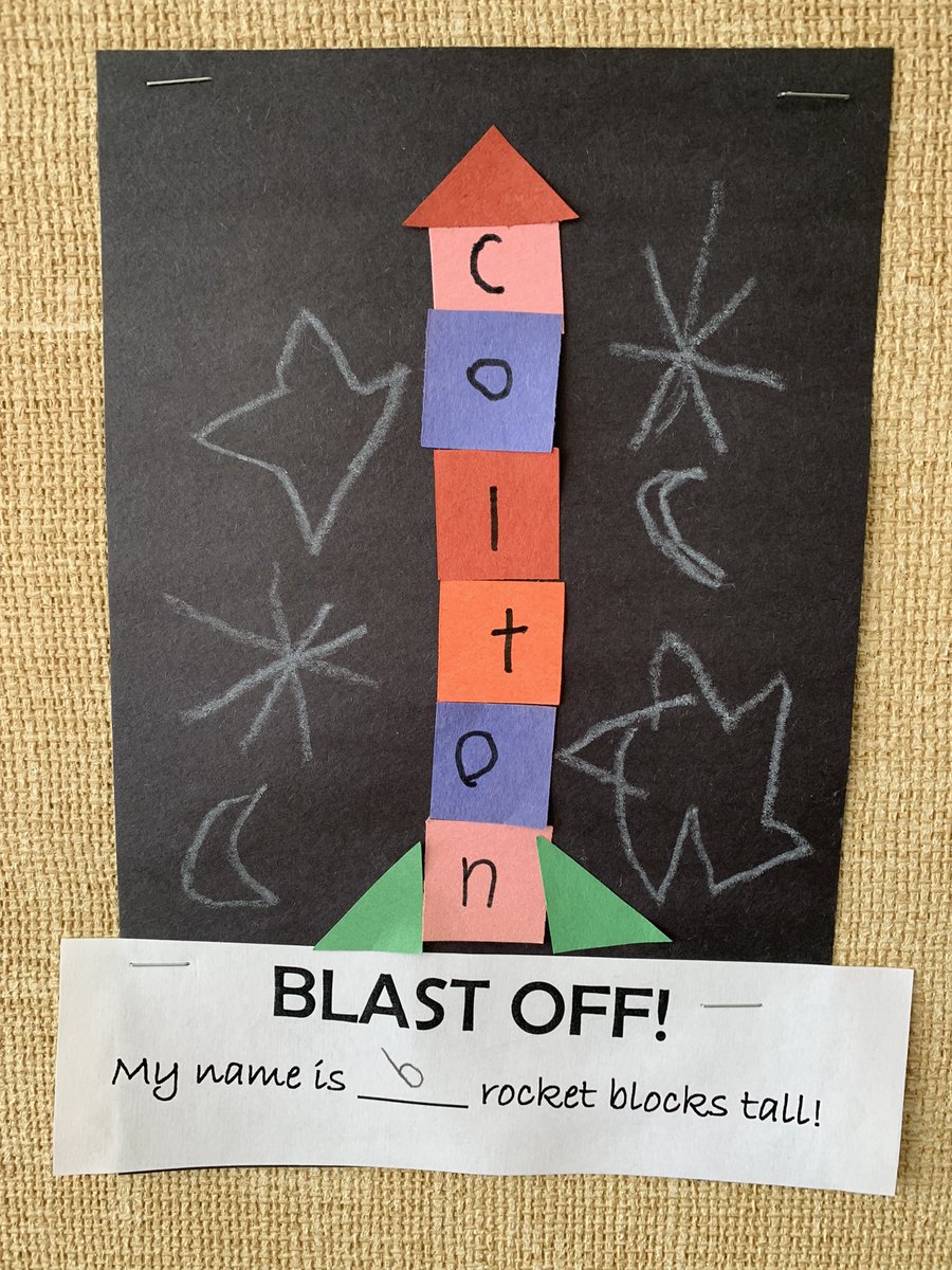 MrsBClarkson's tweet photo. Measuring how many rocket blocks tall our names are! #blastoffintomeasurement #kindergarten @tv_school @fsd38 https://t.co/x92SvAyfSD