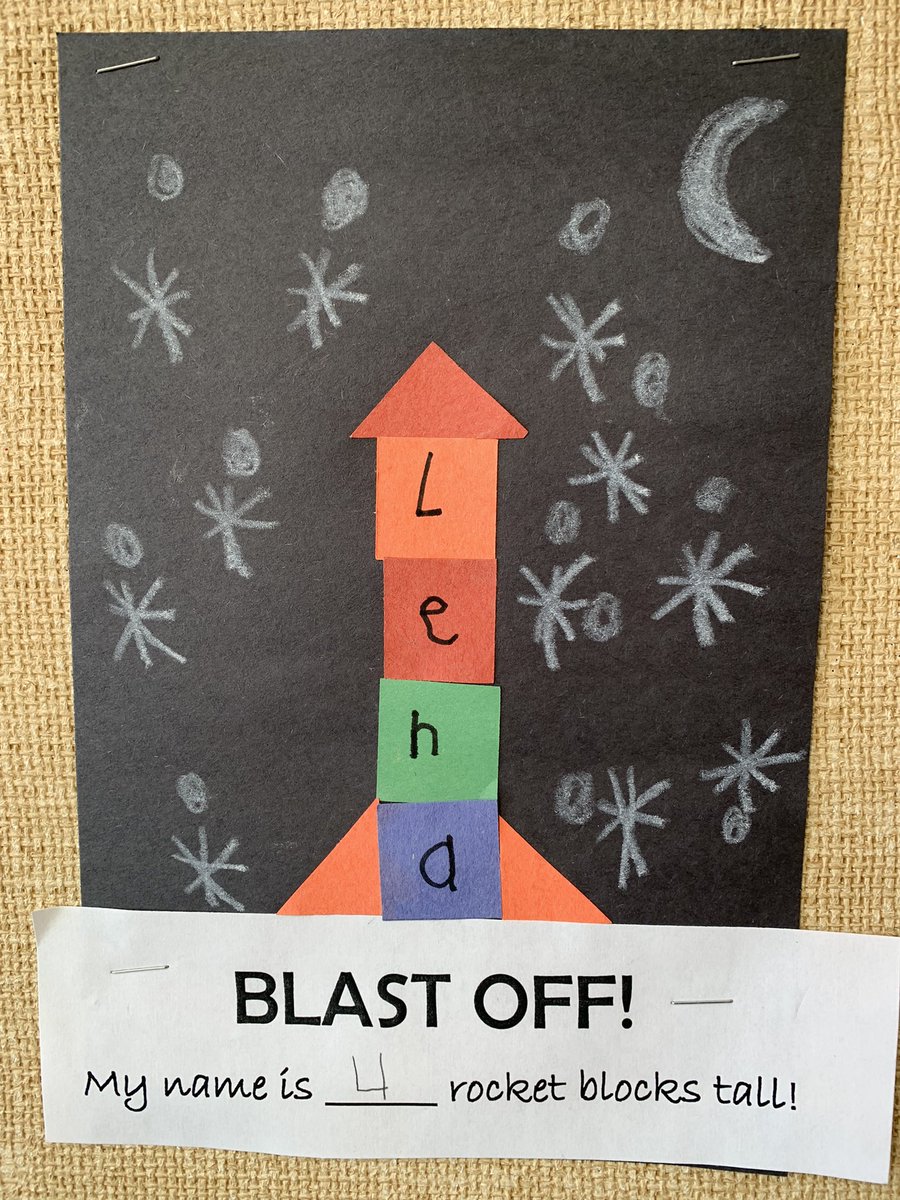 MrsBClarkson's tweet photo. Measuring how many rocket blocks tall our names are! #blastoffintomeasurement #kindergarten @tv_school @fsd38 https://t.co/x92SvAyfSD