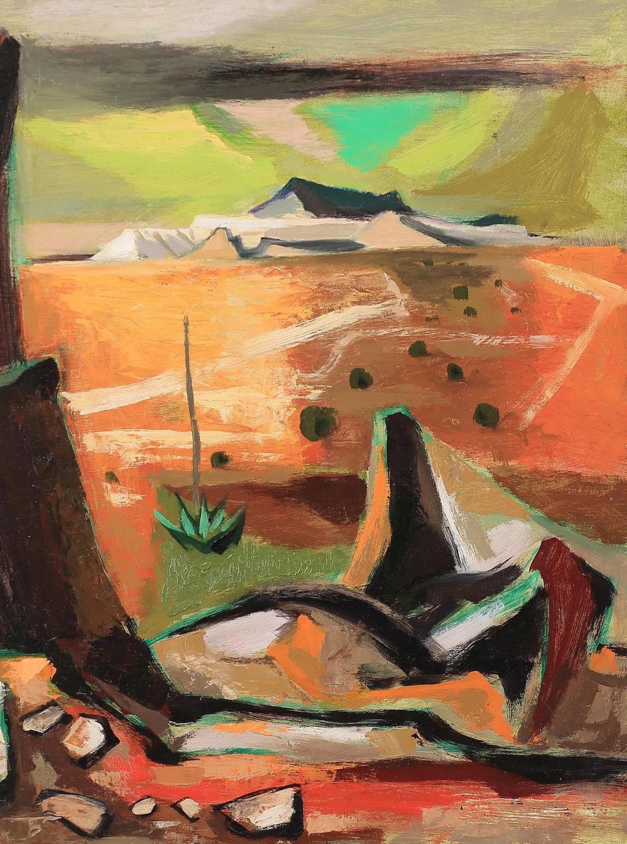 ArtChickie's tweet photo. Big Bend, 1950, by Otis Dozier, 1904 - 1987. #artchickie #texasartist #texas #texasart #dallasnine #texasregionalist #regionalist #regionalistpaintings #art #artists #paintings https://t.co/x4TGkv0OZx