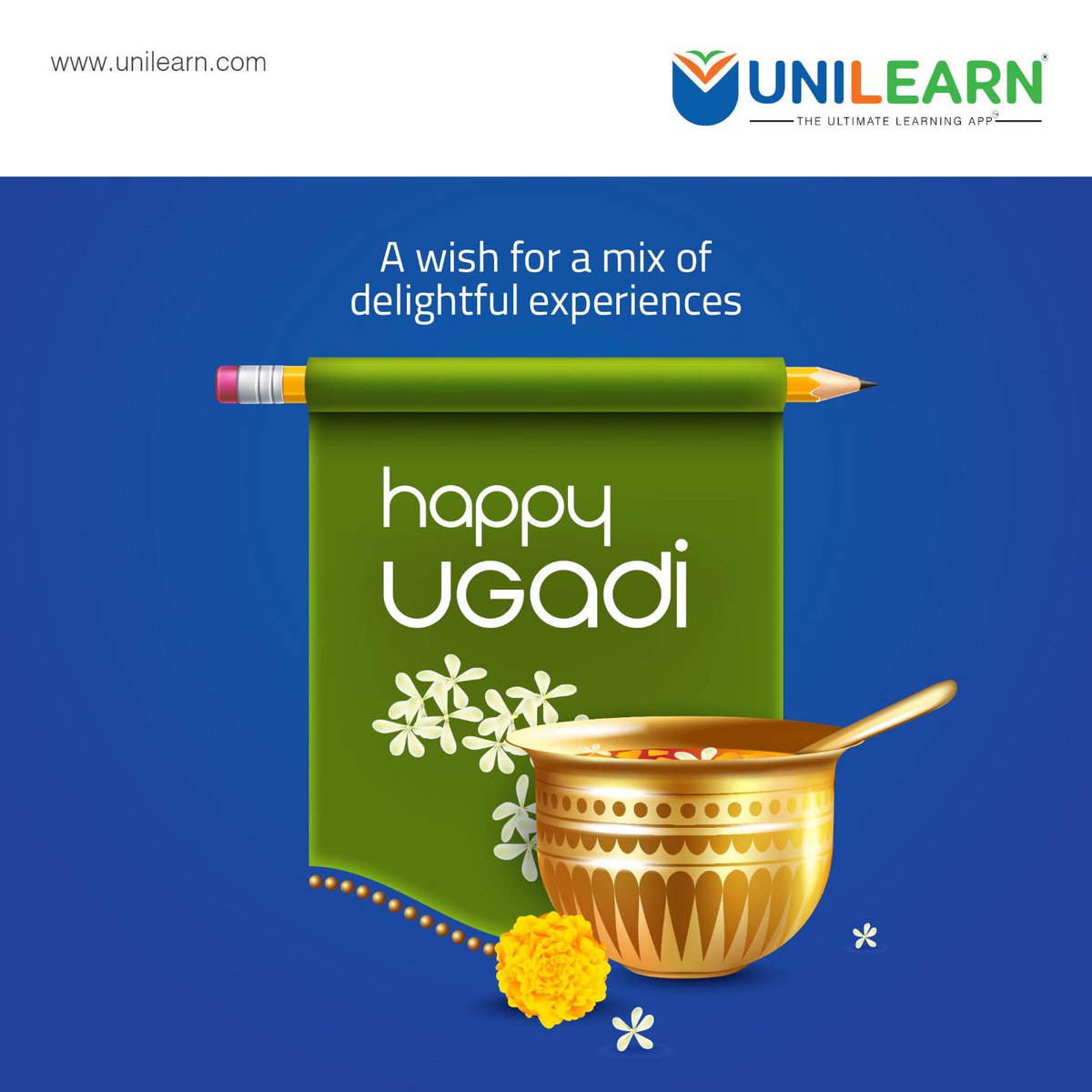 unilearnapp's tweet photo. Wishing you a memorable and blissful Ugadi! May every challenge transform into a victory, making this New Year a one-of-its-kind.
#Unilearn #UltimateLearningPlatform #HappyUgadi #NewBeginnings https://t.co/rJuS3ed6YZ