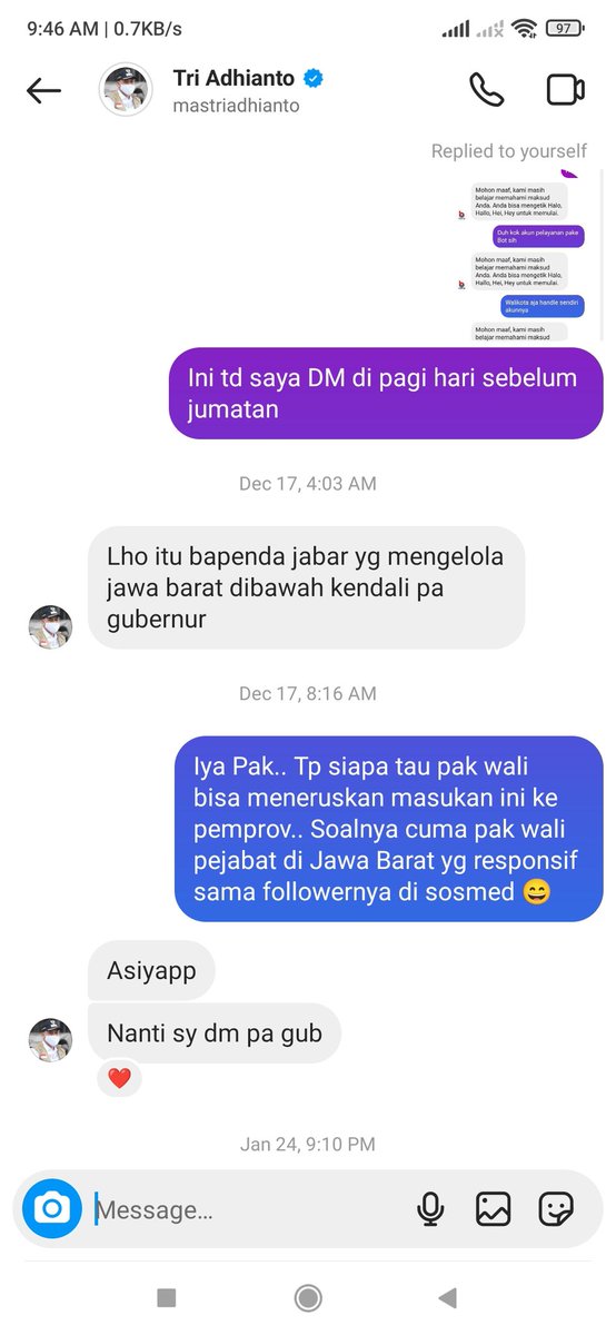 vianboro's tweet photo. @lilytwits @DianOnno @ditjen_imigrasi @infobdg Btw untuk urusan handling complain di sosial media buat gw juaranya walikota bekasi.. Asli, lewat jalur DM IG aja ditanggepin. Gak perlu pin² comment. https://t.co/4xCsJggHqW