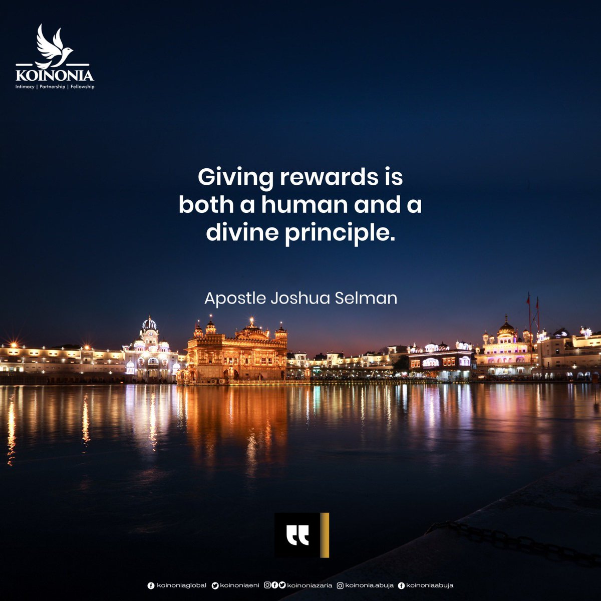 koinoniazaria's tweet photo. QUOTES OF THE WEEK

Doing well is a seed and there is a harvest attached to it. Just as God rewards faithfulness, men also reward faithfulness. 

Giving rewards is both a human and a divine principle. 

#KoinoniaGlobal https://t.co/KGgjjTIXYn