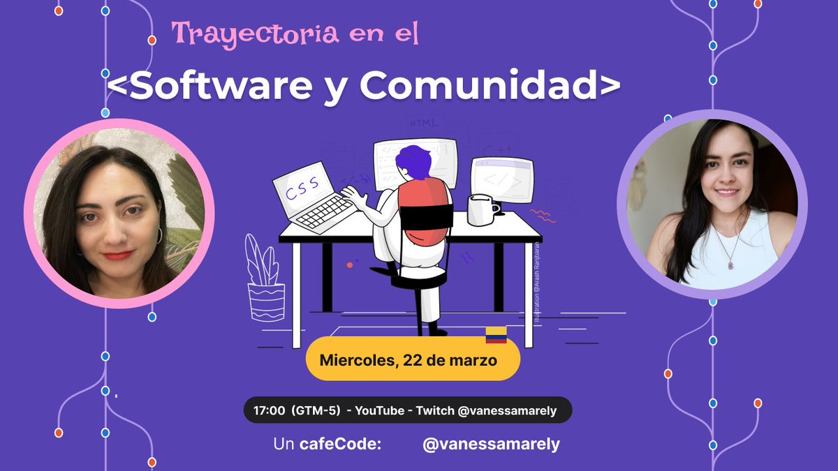 vanessamarely's tweet image. 📢 Mañana tendremos live de #CafeCode 🥳 Carolina Gomez nos acompañara y contara sobre su trayecto en el mundo del software y en las comunidades 💪
No se lo pierdan!! mañana a las 5:00pm (GMT-5)🇨🇴

#youtube 
youtube.com/watch?v=-d-b1N…

#TwitchStreamers twitch.tv/vanessamarely