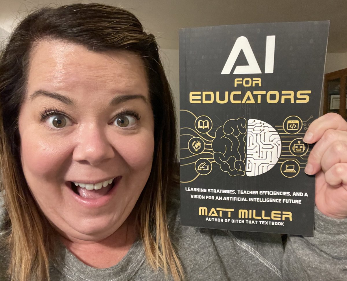 SO EXCITED to dig into this one! Check out @jmattmiller’s #newbook #AI for Educators! Learning strategies! Teacher efficiencies! #AIforEDU #ditchbook 💛