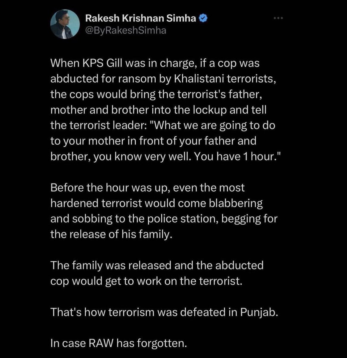 GurpreetSSahota's tweet photo. This Hindu Extremist is showing his own hate and also exposing how @PunjabPoliceInd stripped, raped or threatened to rape Sikh women in their custody in 1980s & 90s. This is what Human rights body & Sikhs have been saying & now a hate filled Hindu extremist confirms it. 
@DGPPunjabPolice @PunjabPoliceInd will you register a case against this man for spreading hate and get his handle blocked when you have already got blocked handles of journalists or Sikhs ? Or now also the different parameters and same communalism of @PunjabPoliceInd will continue ? @SGPCAmritsar @WorldSikhOrg @narendramodi @AmitShah @BhagwantMann @JustinTrudeau @PierrePoilievre @theJagmeetSingh @JoeBiden @KamalaHarris @UNHumanRights @amnestyusa