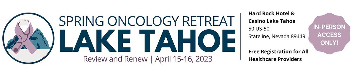 I’m excited to join Total Health on April 15-16, 2023, for the Spring Oncology Retreat at the Hard Rock in Lake Tahoe, Nevada!  
Register Free: bit.ly/3Tkq3T1 

Join us to engage with the latest research and strategies in cancer care, while networking with colleagues