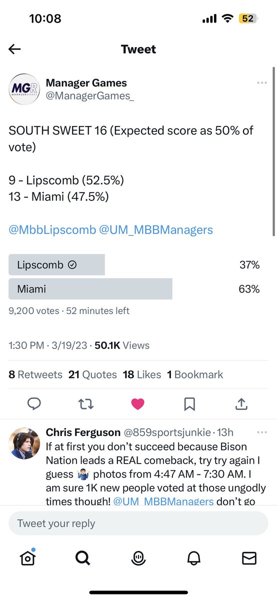 @ManagerGames_ @MbbLipscomb @UM_MBBManagers WOAH! @ManagerGames_ these photos WERE NOT EVEN TAKEN A MINUTE APART! This is THREE TIMES NOW @UM_MBBManagers has gotten caught. This would be insanity if you allowed them to move on.