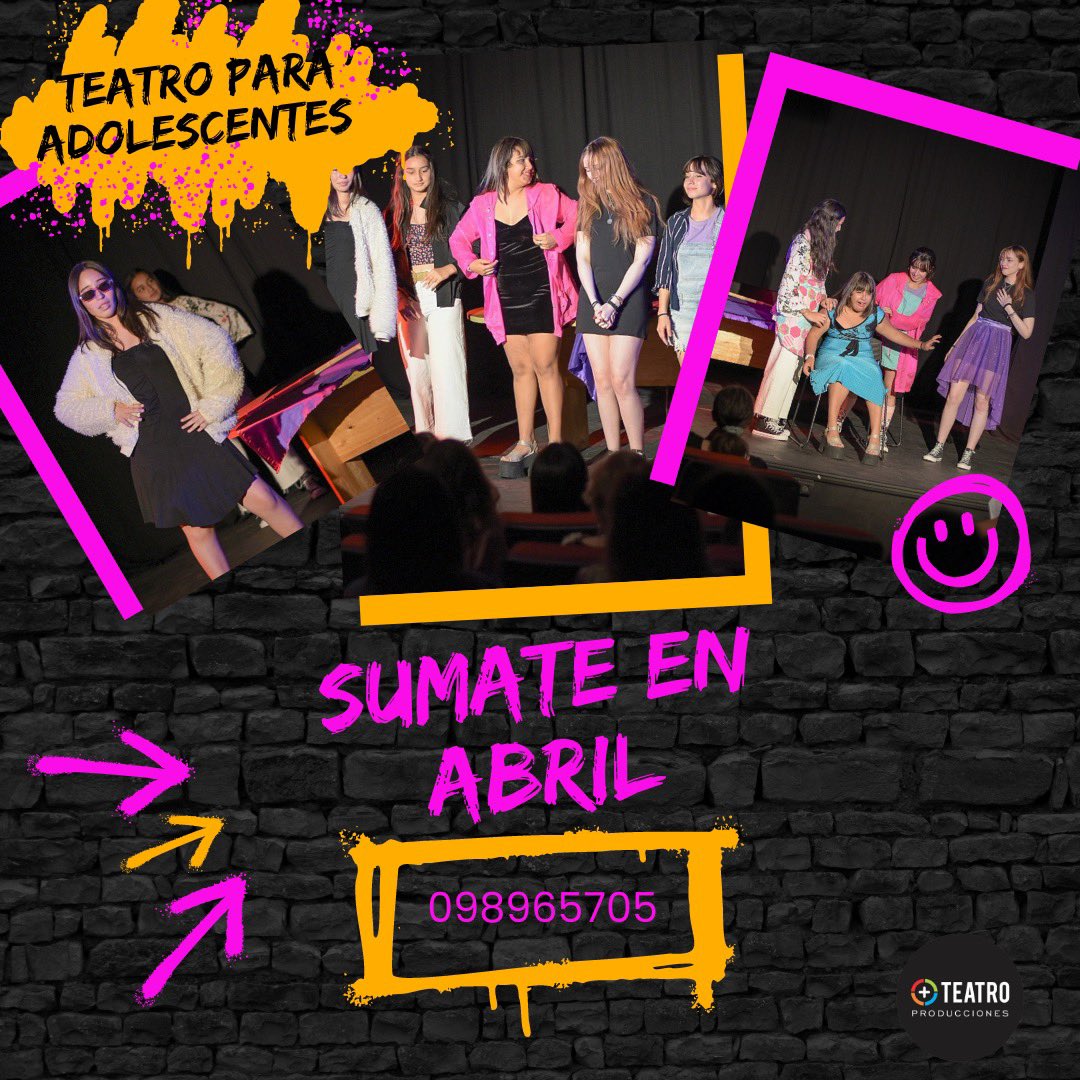 🎭 Teatro para Adolescentes 

⏰ Sábados de 11 a 13 hs.

⚡️Docente <a href="/agustrias7/">agus trias</a>