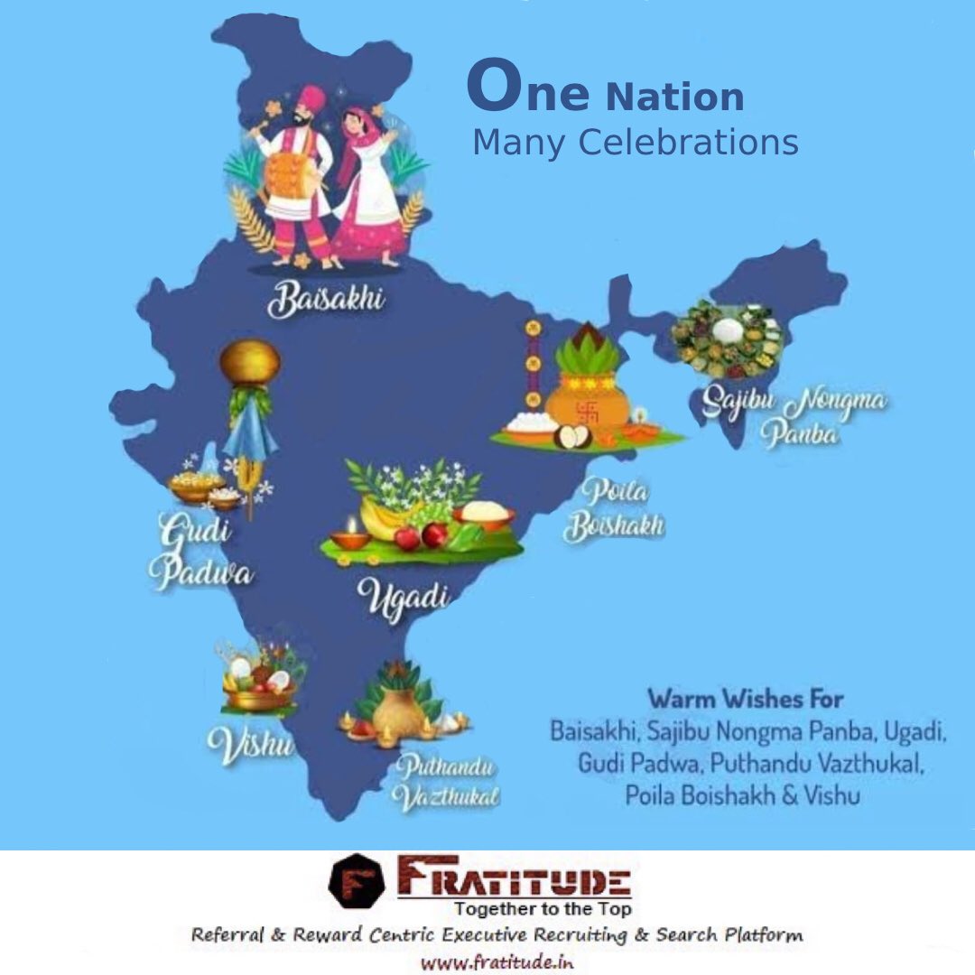 fratitudeTA's tweet photo. Happy Festivities!

@ https://t.co/VCrX10XSl3

#fratitude #celebration #ugadi #baisakhi #gudipadwa #vishu #india #gratitude #jobreferral #recruitment #consulting #hr https://t.co/vFgQGYsmh2