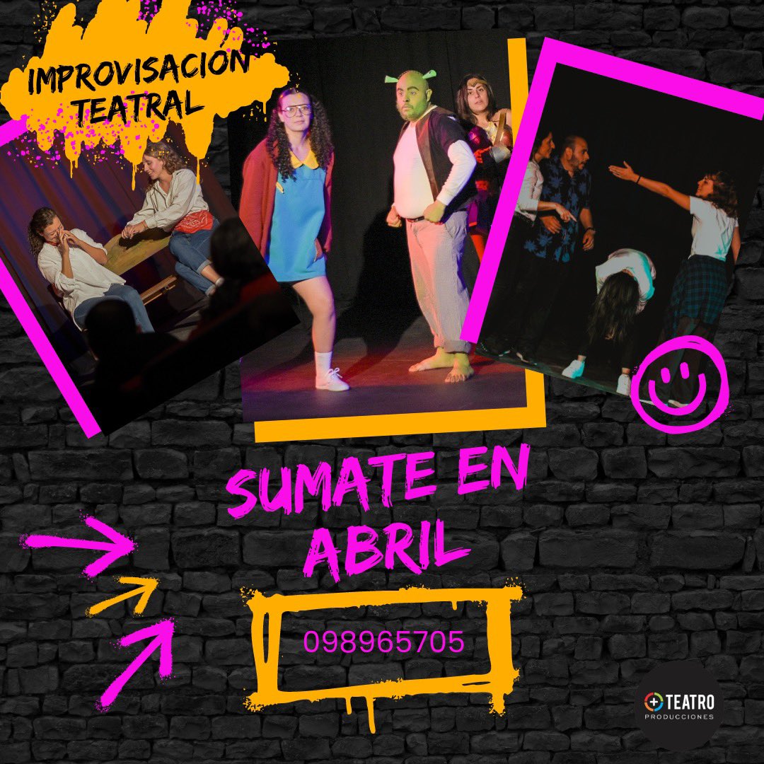 ⚡️Improvisación teatral

🎭 sumate a jugar, aprender y divertirte! 

⏰ Lunes de 20 a 22 hs

⚡️Docente <a href="/PieroDattole/">Piero Dáttole</a>