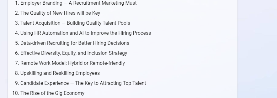 This is a list of top trends in 2023.  What would you rate #1?  

Spoiler: I would not rate Employer Branding.