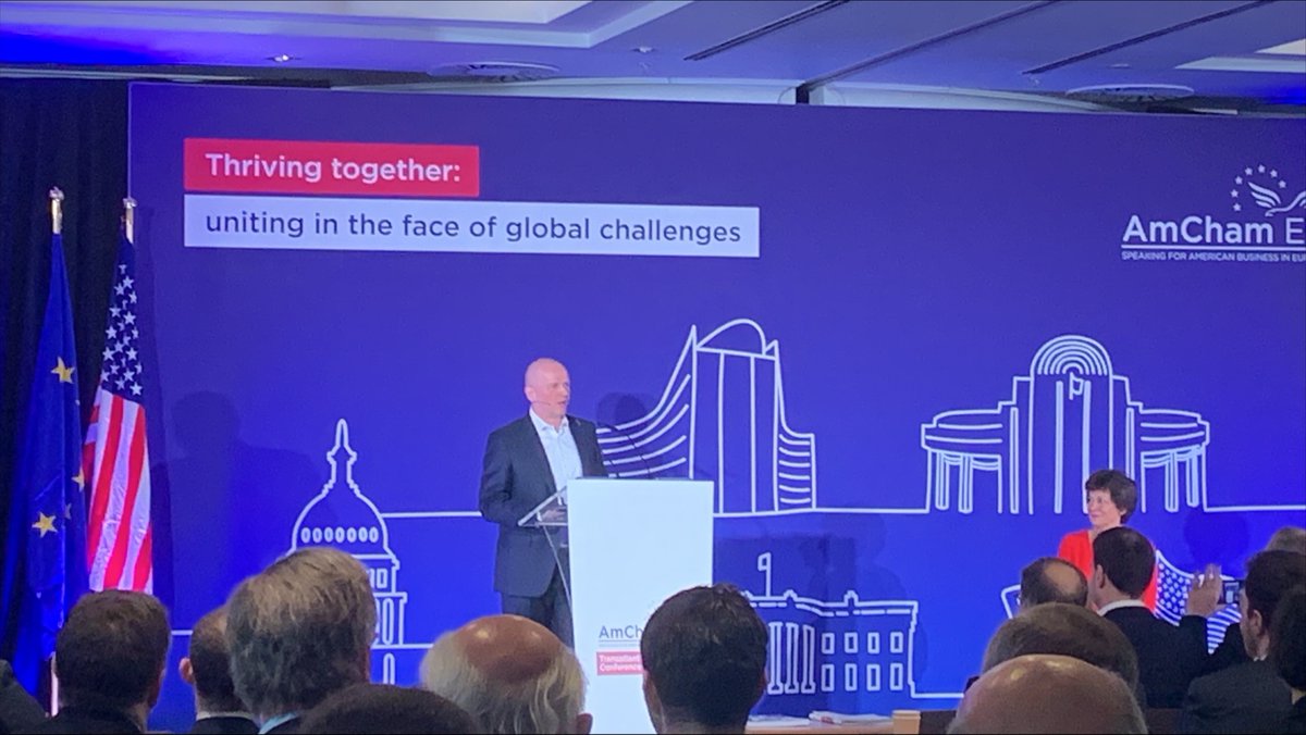 AmChamEU's tweet image. The future is bright, but more can be done. Mastercard's @MiebachMichael explains why the focus should be on innovation, sustainability and inclusion. #Transatlantic2023