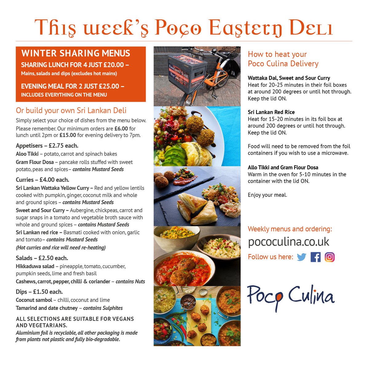 Back to normal business at Poco this week and as I mentioned last week we'll come your way TEWKESBURY, BISHOPS CLEEVE, STOKE ORCHARD, GOTHERINGTON etc and of course you CHELTENHAM.

Order it here please: pococulina.co.uk/home-work-deli…