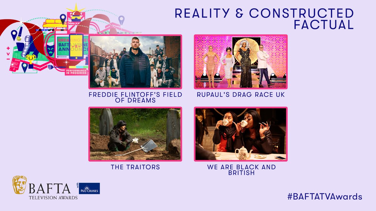 BAFTA (@bafta) on Twitter photo Up next is our Reality and Constructed Factual nominees! 👇
FREDDIE FLINTOFF'S FIELD OF DREAMS
RUPAUL'S DRAG RACE UK
THE TRAITORS
WE ARE BLACK AND BRITISH
#BAFTATVAwards with <a href="/pandocruises/">P&O Cruises</a> Up next is our Reality and Constructed Factual nominees! 👇
FREDDIE FLINTOFF'S FIELD OF DREAMS
RUPAUL'S DRAG RACE UK
THE TRAITORS
WE ARE BLACK AND BRITISH
#BAFTATVAwards with <a href="/pandocruises/">P&O Cruises</a>
