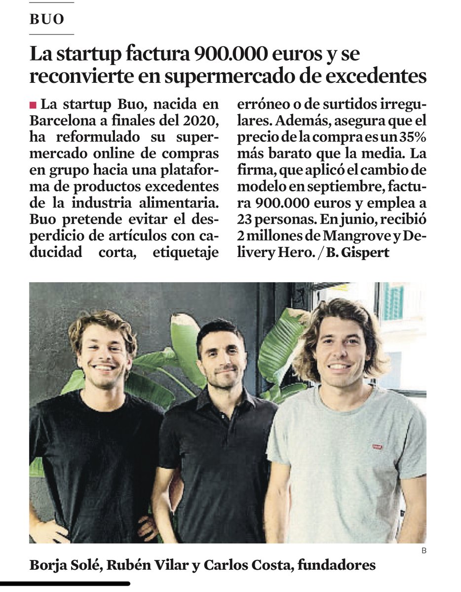 Kudos @shopbuo🌎 saving products from being wasted so that you save up to 80%

today  at  <a href="/LaVanguardia/">La Vanguardia</a> by  <a href="/blancagispert/">Blanca Gispert</a> 
cc <a href="/borjasolef/">Borja Solé</a> <a href="/rubenvilar/">Rubén Vilar</a> @carloscosta94 
<a href="/mangrovevc/">Mangrove Capital</a> <a href="/deliveryherocom/">Delivery Hero</a>