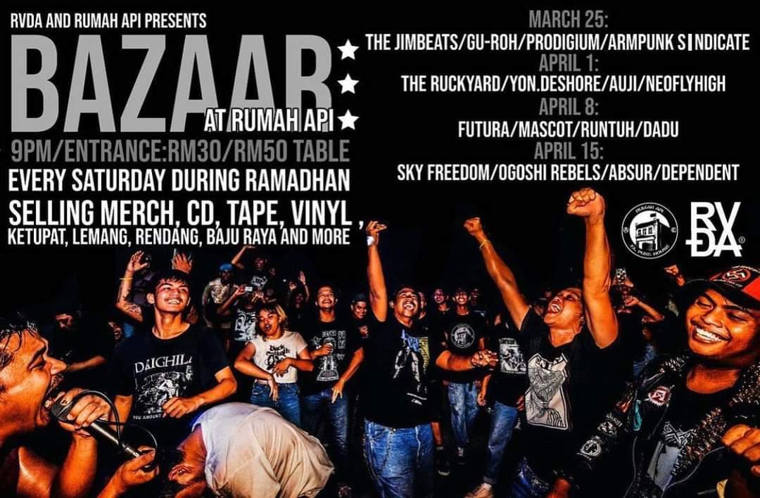 ARMPUNKSNDCTE's tweet photo. First week of Ramadhan.. kita berbuka puasa then kita chaos!
Jom iftar sama2 dekat Rumah Api. 25/3 Sabtu ni!
Ada jual merch, makan2, baju raya. Support lokal !
#armpunksindicate #sindicatesubahat #ramadhan #rumahapi https://t.co/utfQ2OgSoj