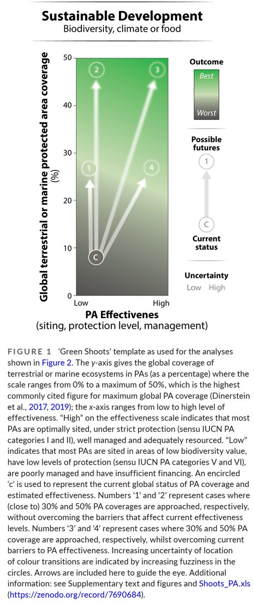 🚨Paper Alert🚨

Making #ProtectedAreas effective for #biodiversity, #climate and #food
1⃣Improvement in effectiveness highly needed
2⃣Trade-offs w/ food production for high levels of coverage + effectiveness
3⃣Differences in terrestrial and marine systems
doi.org/10.1111/gcb.16…
